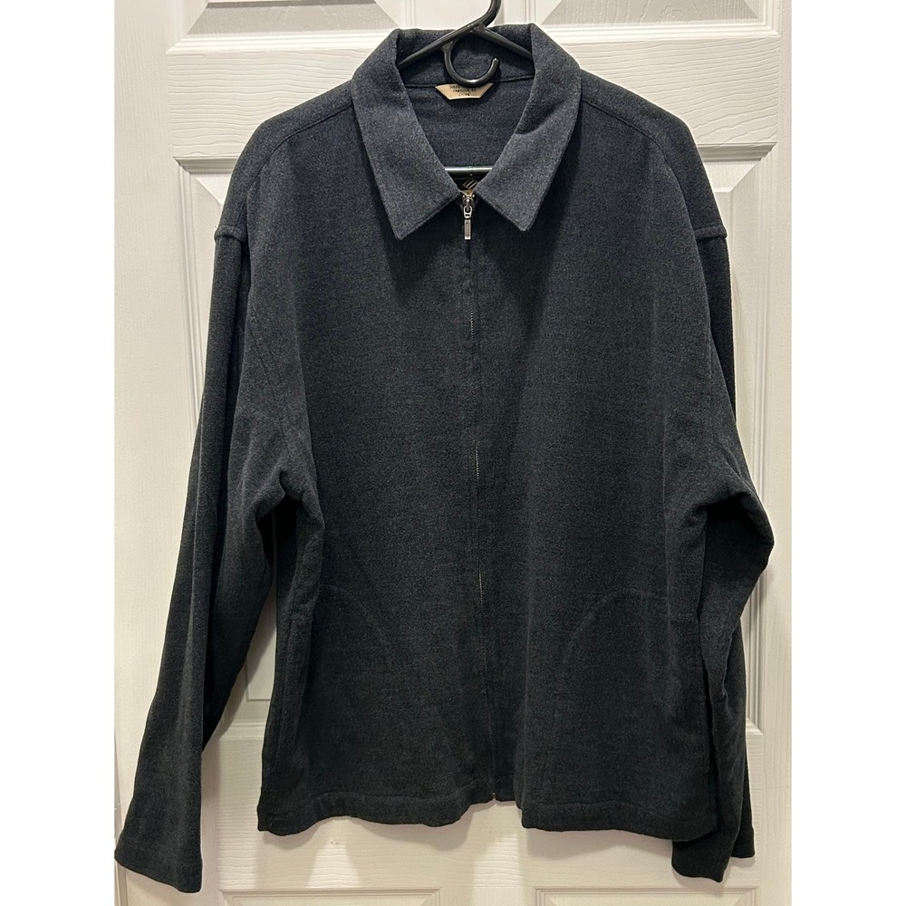 Joseph Abboud Mens XL Full Zip Jacket Charcoal Gray Rayon Blend‎ Lightweight